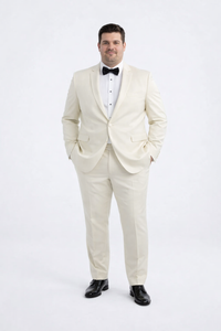 Men’s Ivory Slim Fit Tuxedo | Peak Framed Lapel Wedding Suit
