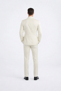 Men’s Ivory Slim Fit Tuxedo | Peak Framed Lapel Wedding Suit