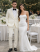 Men’s Ivory Slim Fit Tuxedo | Peak Framed Lapel Wedding Suit