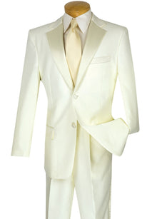 Lucci Classic Ivory 2-Button Budget Tuxedo - Pleated Slacks