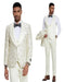 2025 Ivory Shiny Floral Mens 3pc Suit by Tazzio