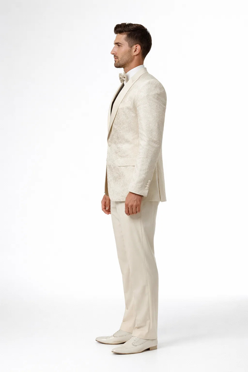 Ivory Paisley Cream Tuxedo Suit for Men