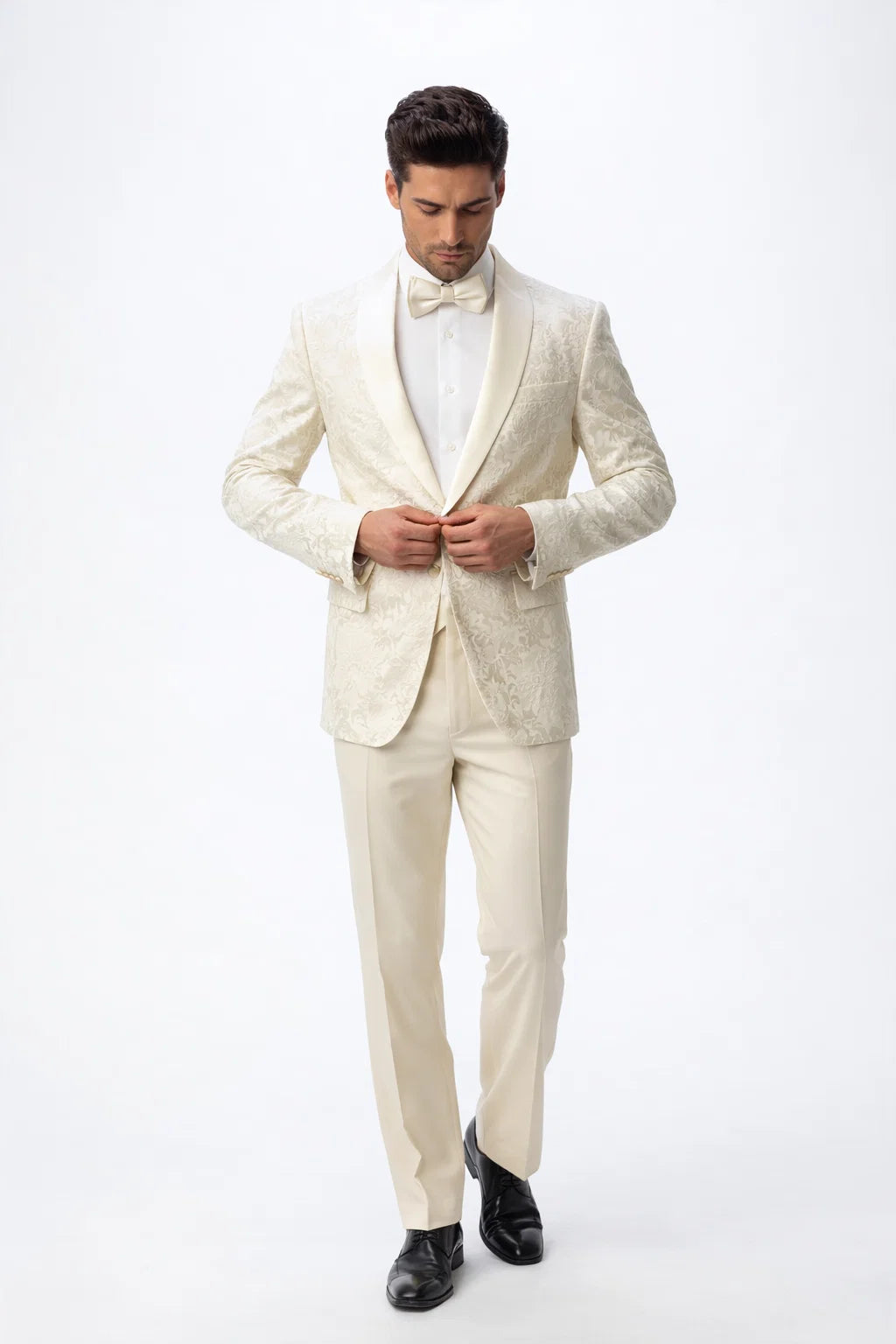 Ivory Paisley Cream Tuxedo Suit for Men