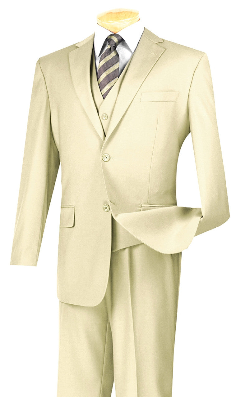Mens Vinci Two Button Ivory Classic Suit