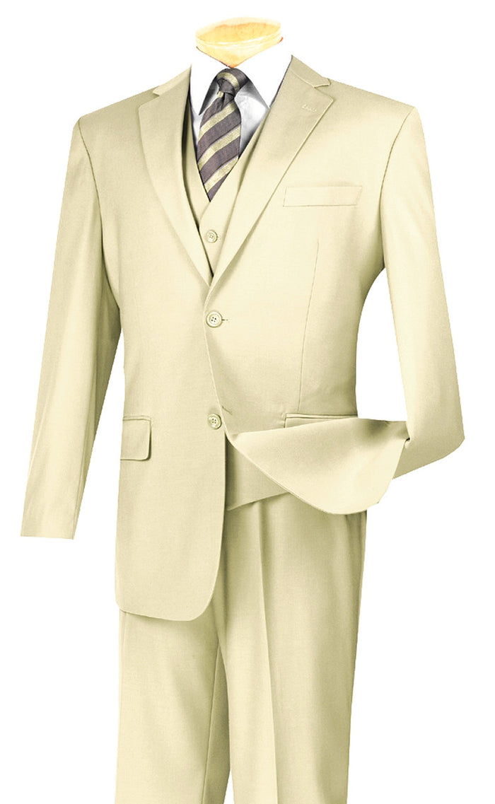 Mens Vinci Two Button Ivory Classic Suit