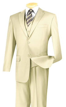 Mens Vinci Two Button Ivory Classic Suit