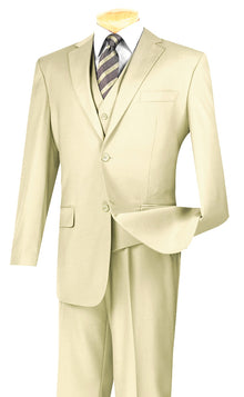 Mens Vinci Two Button Ivory Classic Suit