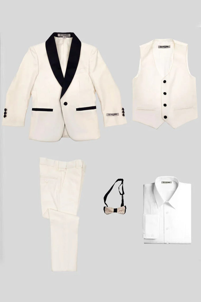 Hampton Stacy Adams Kids Five Piece Set Ivory Tuxedo