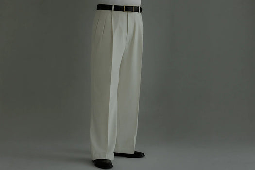 Ivory Wide Leg Dress Pants Pleated Baggy Dress Trousers Unhemmed Unfin —  MensUSA