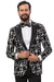 Men's One Button Peak Lapel Modern Fit Tuxedo Jacket in Black & White Floral Print