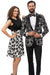 Men's One Button Peak Lapel Modern Fit Tuxedo Jacket in Black & White Floral Print
