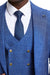 Men's Stacy Adams Peak Lapel Suit with Double Breasted Vest in Blue Windowpane Plaid