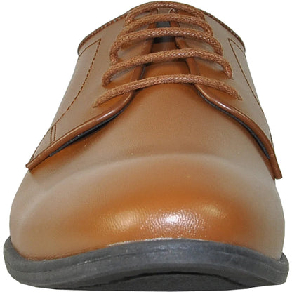Bravo Mens Classic Plain Toe Oxford Dress Shoe in Light Brown