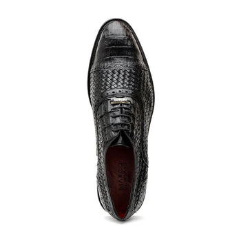 Marco Di Milano John Men's Shoes Exotic Caiman Crocodile / Woven Leather Dress Oxfords - Image 5