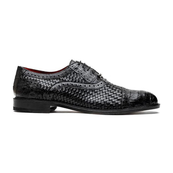 Marco Di Milano John Men's Shoes Exotic Caiman Crocodile / Woven Leather Dress Oxfords - Image 2