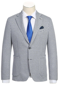 Mens Black Blazer - Mens Half Canvas Unconstructed Sport Coat Blazer in Black & White Houndstooth