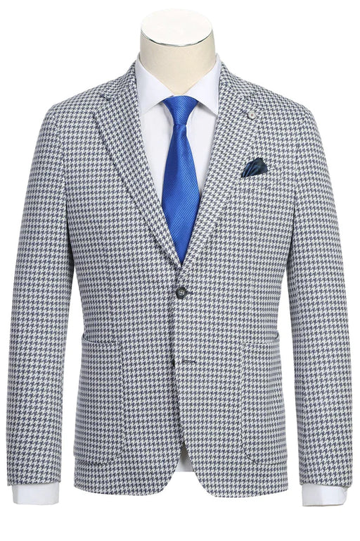 Mens Black Blazer - Mens Half Canvas Unconstructed Sport Coat Blazer in Black & White Houndstooth