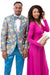 Men's One Button Modern Fit Wedding Tuxedo in Blue & Yellow Floral Paisley
