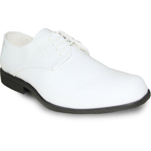 Bravo Mens Classic Formal Shiny Patent Tuxedo Shoe in White