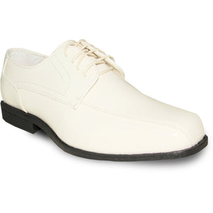 Bravo Mens Formal Wedding & Prom Double Runner Shiny Patent Dress Shoe in Ivory