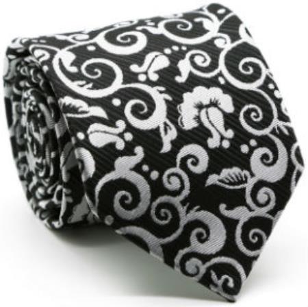 Men's Premium Jacquard Paisley Ties Black - Men's Neck Ties - Mens Dress Tie - Trendy Mens Ties