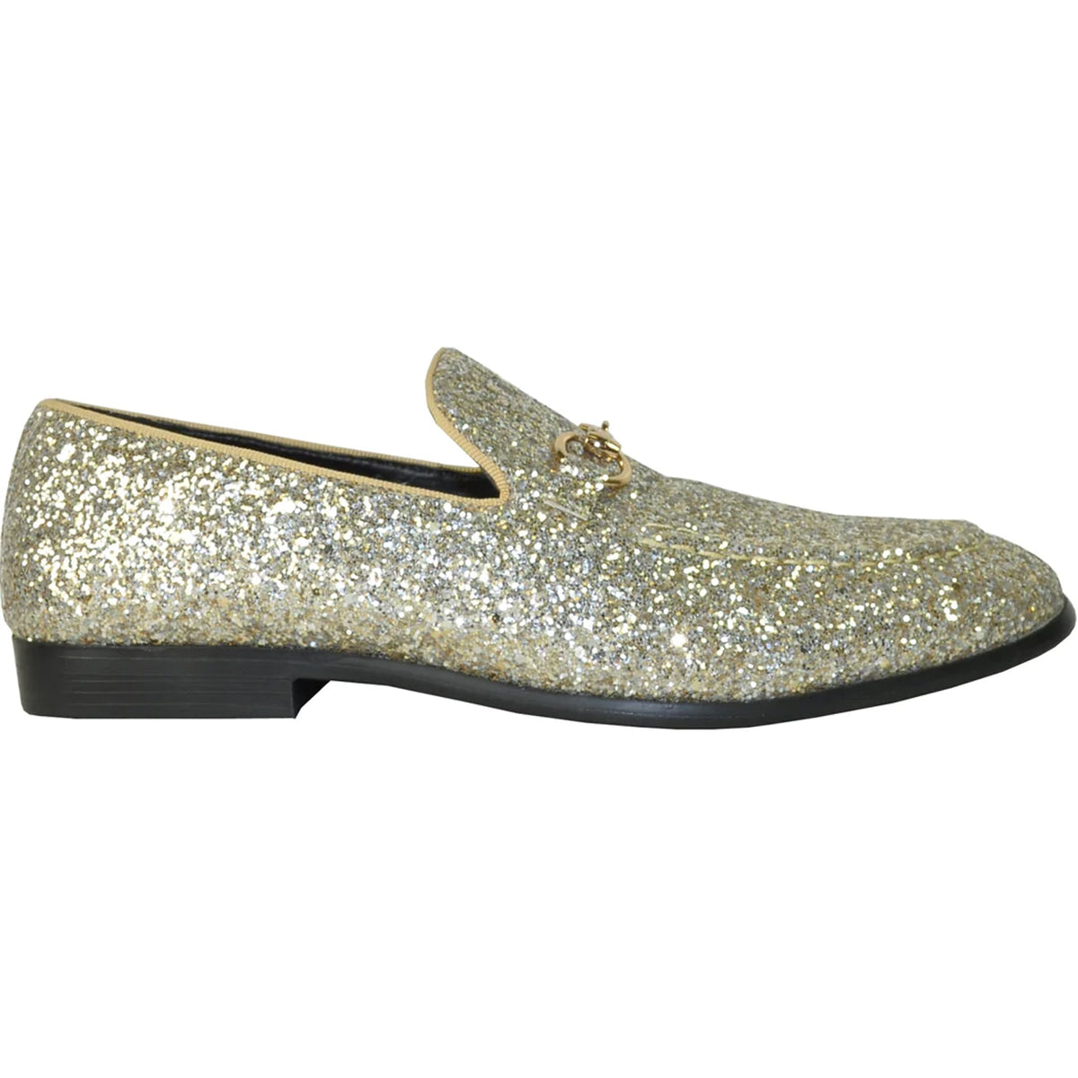 Bravo Mens Modern Glitter Sequin Prom Tuxedo Loafer in Gold - Men's Dress Shoes