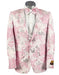Mens 2 Button Pink, Silver, & White Floral Paisley Prom and Wedding Tuxedo Blazer