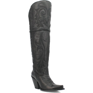 Dan Post Womens Jilted Black 20 Snip Toe Over-the-Knee Zipper Boot