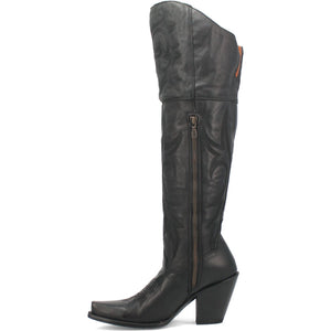 Dan Post Womens Jilted Black 20 Snip Toe Over-the-Knee Zipper Boot