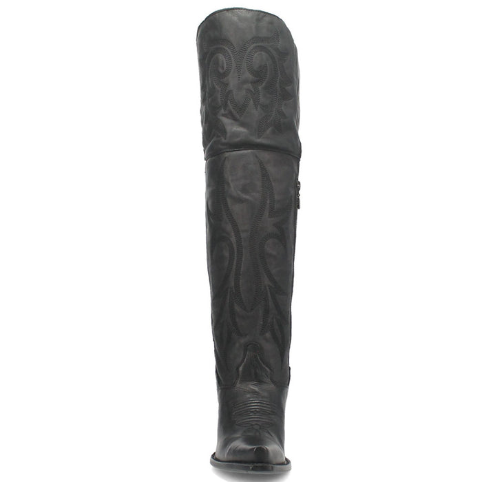Dan Post Womens Jilted Black 20 Snip Toe Over-the-Knee Zipper Boot