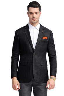 Mens Black Blazer - Men's Slim Fit Casual Summer Sport Coat in Black
