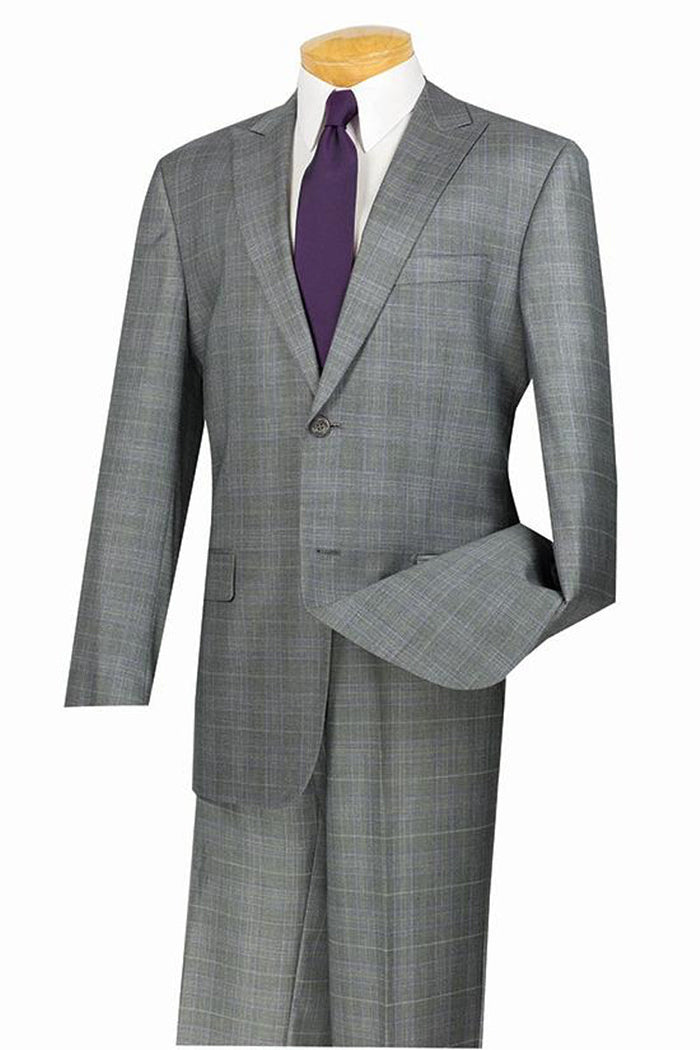 Mens 2 Button Peak Lapel Modern Plaid Suit in Grey - Image 5