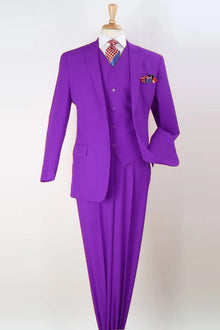 Apollo King "Classic Fit Men's Suit - Two Button, Vested, Pleated Pant in Purple"