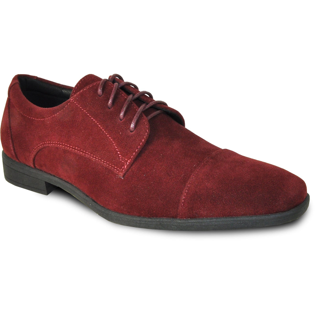Bravo Mens Formal Suede Style Wedding & Prom Cap Toe Dress Shoe in Burgundy