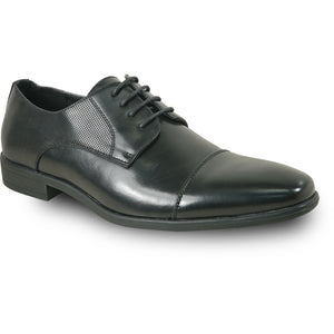 Bravo Mens Antique Cap Toe Lace Up Oxford Dress Shoe in Black