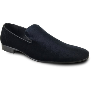 Bravo Mens Modern Slip On Velvet Tuxedo Loafer in Black - Men's Dress Shoes
