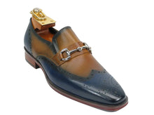KS261-04 Blue/Tan Wholecut Buckle Loafer by Carrucci