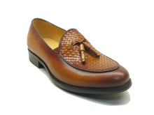 Carrucci Cognac Calfskin Woven Tassel Loafers KS708-05