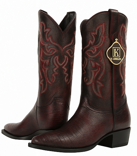 Mens King Exotic Teju Lizard Western Boots Black Cherry (4980718)