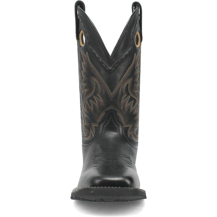 Laredo Kane Black Leather Broad Square Toe Boots for Men
