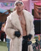Mens Luxury White Fur Coat – Open Front Design with Fur Cuffs