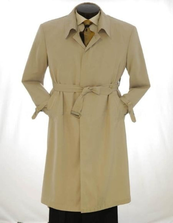 VINTC 482AFZ All Weather Men's Dress Coat Full Length Trench Coats ~ Rain Coat Khaki ~ Tan ~ Beige Long Style