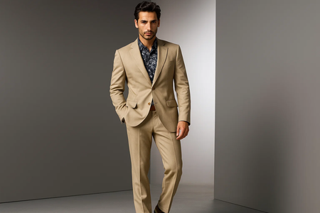 Men'S Two Button Cheap Priced Business Suits Clearance Sale - Khaki Stone 2 Button Regular Classic Fit