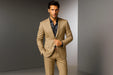 Men'S Two Button Cheap Priced Business Suits Clearance Sale - Khaki Stone 2 Button Regular Classic Fit