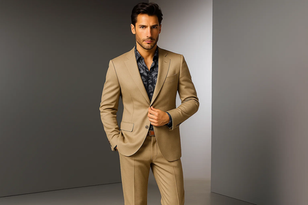 Men'S Two Button Cheap Priced Business Suits Clearance Sale - Khaki Stone 2 Button Regular Classic Fit