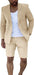 Mens Suits With Shorts - Double breasted Style Khaki With Gold Buttons
