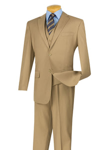 Mens Vinci Two Button Khaki Classic Suit