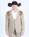 Men's Western Khaki Suit Sport Coat with Suede Yokes and Elbow Patches - Traje Para Hombre