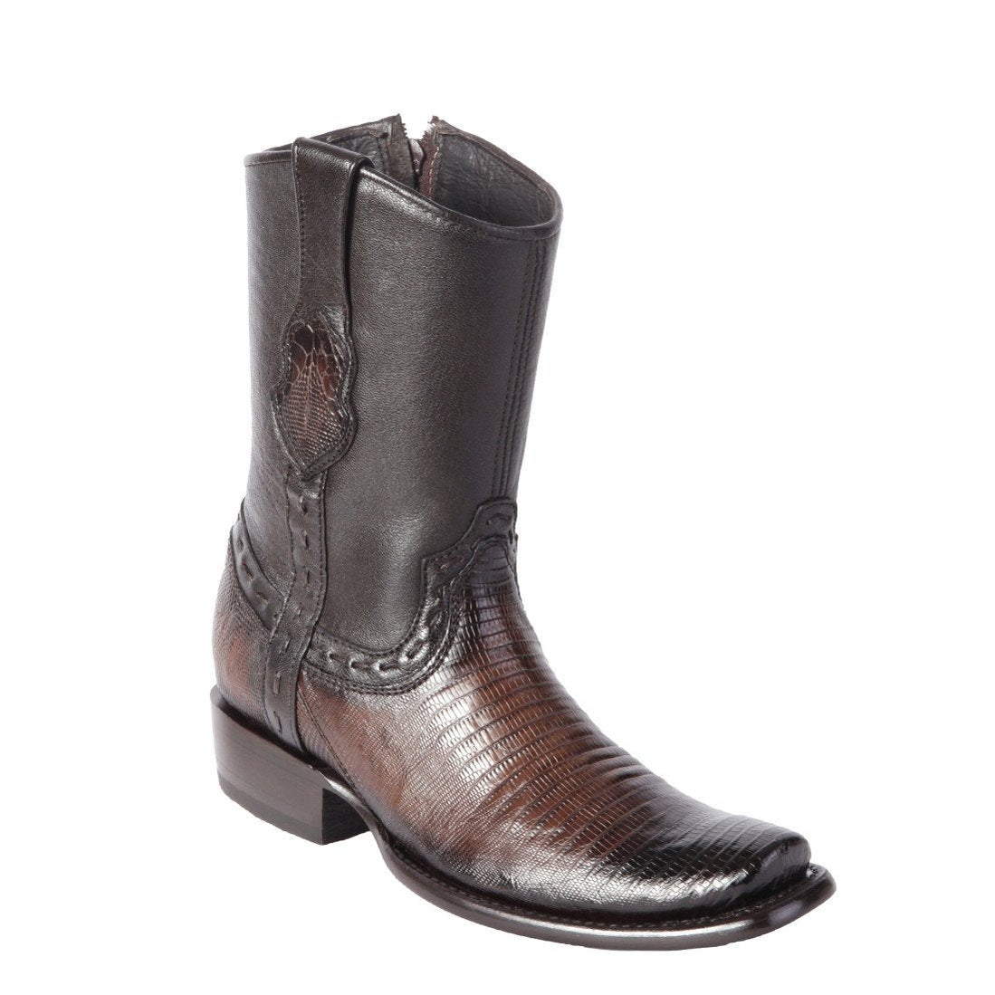 Men's King Exotic Teju Lizard Boots With Deer Dubai Toe Handcrafted Faded Gray