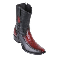 King Exotic Men's Ostrich & Deer Boots Faded Burgundy - H79BF Dubai Toe